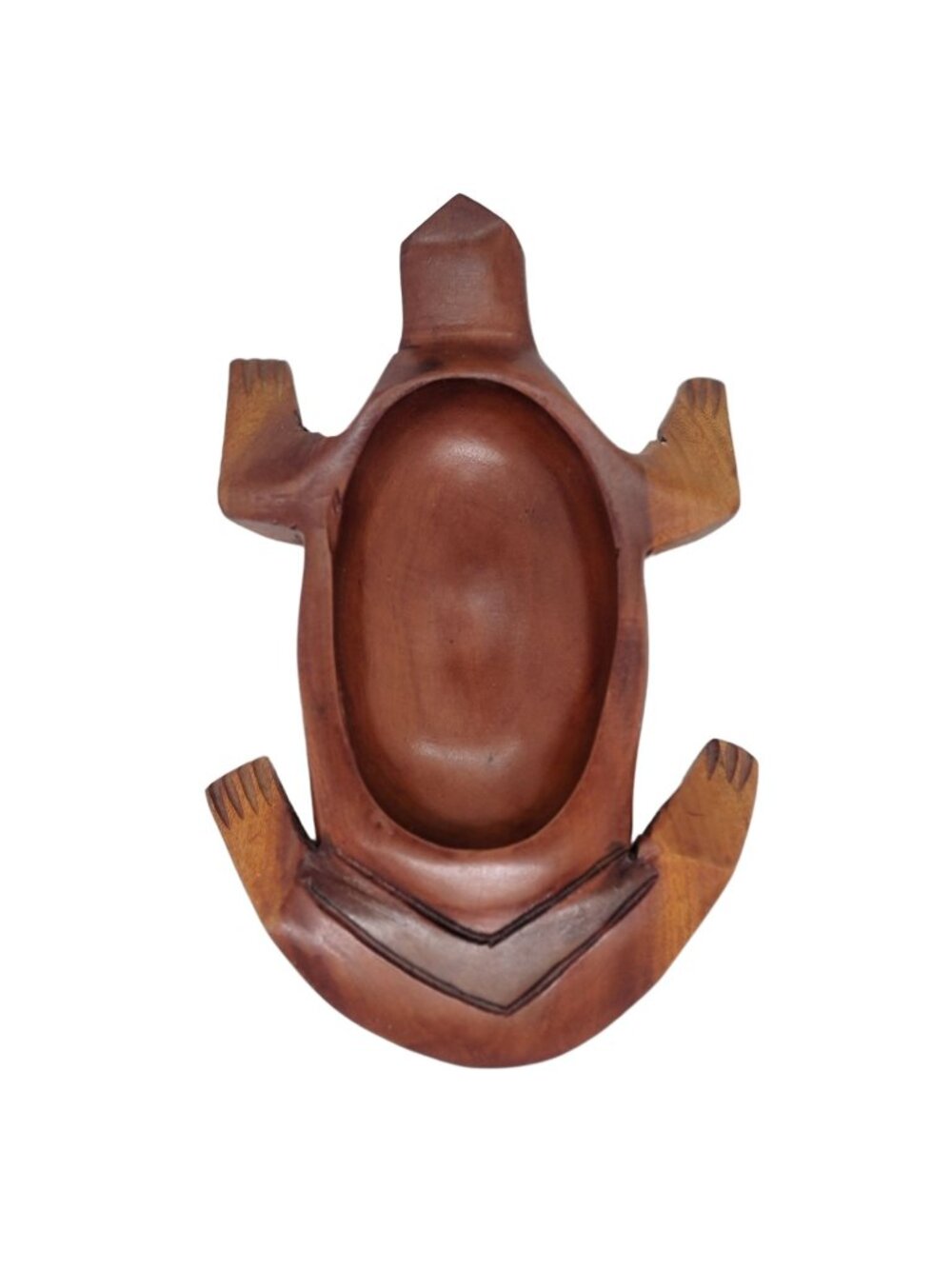 Rustic Turtle Primitive Wooden Carved Bowl Minimalist 9 in Brown Handmade Exotic